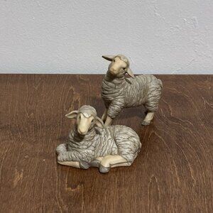 2 VTG Grandeur Noel Christmas Nativity Accessory Sheep Lamb Ewe Figurine Animals
